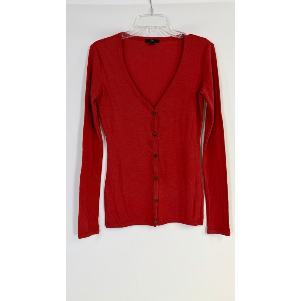 Emu Womens Size S Long Sleeve Cardigan 100% Merino Wool Lightweight Red